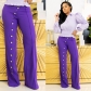 Hot sale high-rise bootcut silver button straight-leg trousers y6628