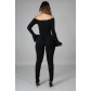 Women's new style horn-sleeved corn-eyes strappy wrinkled slit jumpsuit y6629