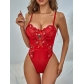 New lace mesh embroidery butterfly section bodysuit P19946I