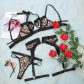 Sexy leopard print sexy three-piece underwear set S15796C