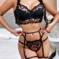 Three-piece lingerie lace embroidery sexy perspective sexy three-piece suit S17884I