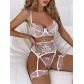 New lace embroidery flowers perspective elegant fashion three-piece underwear S19316U