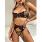 Leopard print sexy women's lace sexy lingerie set with steel ring S19476I