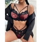 Female lace see-through seductive velvet sexy lingerie set S11388I
