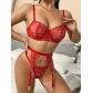 Three-piece lace see-through eyelashes lace sexy lingerie S15113B