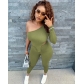Women's sexy off-shoulder casual solid color two-piece personality trousers women's clothing Y9096
