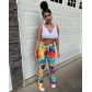 Women's Fashion Spring Summer Tie Dye Printed Flared Pants Women's Casual Trousers DN8359