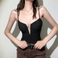 Spring and summer new women's suspenders V-neck sexy backless jumpsuit fashion slim T-shirt women's outer wear K21K09681