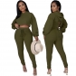 Women's clothing cute fashion temperament commuter spring and autumn solid color hooded two-piece set Z2025