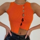 New women's fashion round neck single-breasted knitted cardigan slim vest women K21B08250