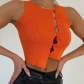 New women's fashion round neck single-breasted knitted cardigan slim vest women K21B08250