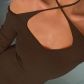 New women's fashion halter neck one-shoulder long-sleeved slim bag hip dress women K21D07784