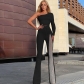 New women's fashion slim mesh mesh stitching high waist bag hip micro-slack casual pants women K21P08166