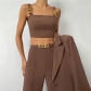New women's suspenders slim vest high waist bag hip straight pants casual suit women K21S07461