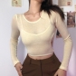 New women's fashion suspenders with a small vest, round neck, long-sleeved T-shirt, two-piece set for women K21S07876