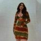 New Women's Long Sleeve Slim Fit Fashion Print Hip Dress D196597W