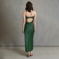 Celebrity same solid color tube top satin long sexy dress QY21634DG