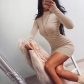New Solid Color Long Sleeve Turtleneck Dress Slim Fit Sexy Long Sleeve Skirt CSM80372