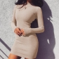 New Solid Color Long Sleeve Turtleneck Dress Slim Fit Sexy Long Sleeve Skirt CSM80372