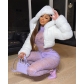 Women's Winter New Hood Collar Faux Fox Fur Long Sleeve Patchwork Fur Coat F5082