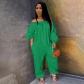 Long-sleeved trousers solid color jumpsuit W6055