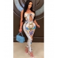 Women's Fashion Totem Positioning Print Tube Top Two-piece Suit JH 290