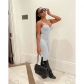 Women's summer sexy thin suspender jumpsuit women's solid color W8286