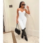 Women's summer sexy thin suspender jumpsuit women's solid color W8286