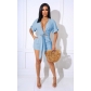 Summer deep V neck solid color fashion two-piece suit BX6076