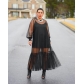 women's suspender skirt mesh skirt solid color two-piece set OL96090