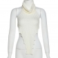 Women's Street Shooting Fashion Solid Color High Neck Irregular Inside Slim Knitted Vest W21L09805