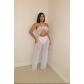 Fashionable and sexy new women's clothing mesh tube top strap wide leg jumpsuit z9152