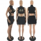 Fashion Embroidered Loose Turtleneck Sleeveless Fringe Skirt Suit Two Piece Set FA8206