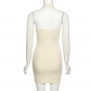 Women's Fashion Solid Color Embroidered Halter Thread Slim Pack Hip Dress K22D12002