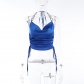 Metal Ring Chain Satin Halter Top Sexy Lace-Up Tank Top Women YJ21343