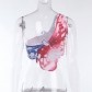 Butterfly Vest One Shoulder Sexy Contrast Color Tie Dye Show Navel Tube Top YL21011