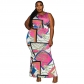 Casual Fashion Contrast Color Colorful Print Plus Size Dress N7445