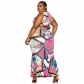 Casual Fashion Contrast Color Colorful Print Plus Size Dress N7445