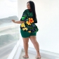 Plus Size Two Piece Printed Casual T-Shirt Shorts Set N7455