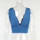 Sleeveless Sexy V-Neck Cropped Navel Backless Solid Color Slim Tank Top SY21333DG
