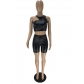 Women's PU Faux Leather Tank Top Shorts Two-Piece Set AN5252