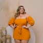 Plus Size Women's Sexy One-Shoulder Solid Color Strap Comfortable Elastic Shorts Two-Piece Set PH13275