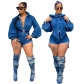 Balloon Sleeve Fashion Casual Sexy Jeans Jumpsuit JLX3527