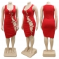 Women's Medium Anti-Strip Solid Color Lace Side Slit Strap Hollow Large Size Dress Women YF1942