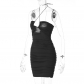 Suspender skirt women's fashion sexy nightclub style strapless backless pleated hip skirt D155240