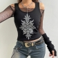 Vintage distressed personalized printed vest bottoming tight sexy top HT23221