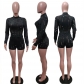 Women's Elastic Shredded Turtleneck Long Sleeve Top Pennies Set LD82016