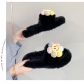 Cotton slippers women wear cute cartoon Baotou spring and autumn flat bottom one word casual thick bottom fur slippers S650955014721