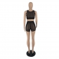 Mesh vest shorts suit nightclub style perspective sexy two-piece women's W8298