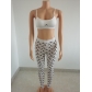 Crescent print swimsuit trousers two-piece set Offset top trousers FFD1162